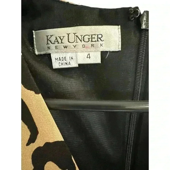 Kay Unger New York Silk Dress With Ruched Waist V-Neck Leopard Print Size 4, NWT - Picture 4 of 8